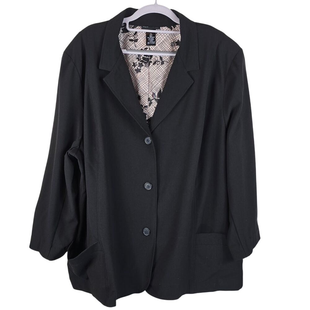 Maggie Barnes Closet Staple Business Work Black 3 Button Blazer 2X - 22/24